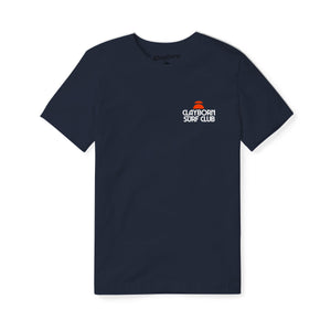 Surf Club Pelican T-Shirt front — midnight blue heavyweight cotton surf graphic | Clayborn & Co.